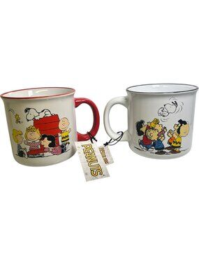 Peanuts Snoopy Woodstock Mug Set Gibson Homewares Flowers Hearts Ceramic 21oz